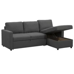 Leen Bakker Slaapbank Turijn met opbergruimte - antraciet - 82x215x145 cm New