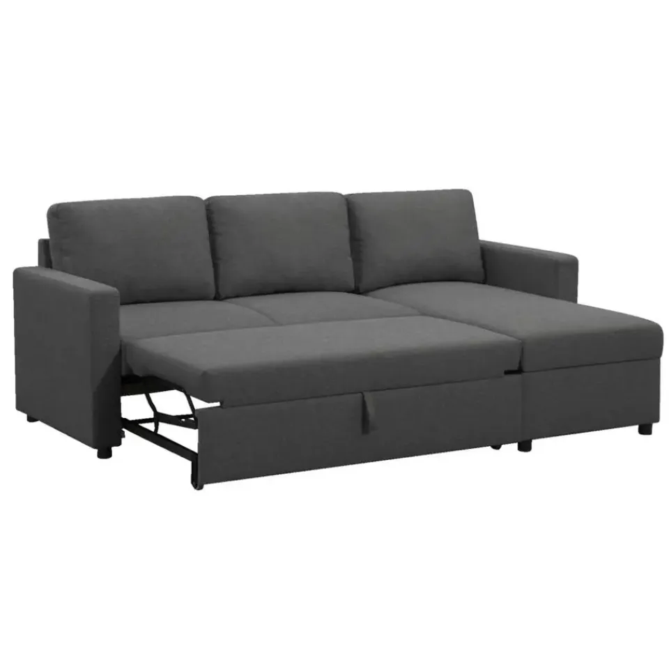 Leen Bakker Slaapbank Turijn met opbergruimte - antraciet - 82x215x145 cm New