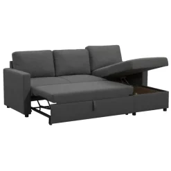 Leen Bakker Slaapbank Turijn met opbergruimte - antraciet - 82x215x145 cm New