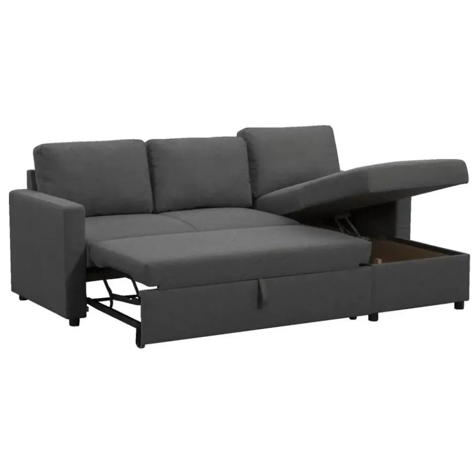 Leen Bakker Slaapbank Turijn met opbergruimte - antraciet - 82x215x145 cm New