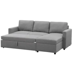 Leen Bakker Slaapbank Turijn met opbergruimte - grijs - 82x215x145 cm Best