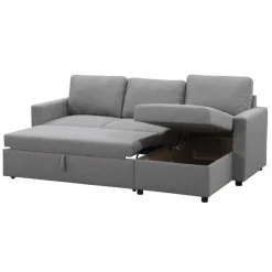 Leen Bakker Slaapbank Turijn met opbergruimte - grijs - 82x215x145 cm Best