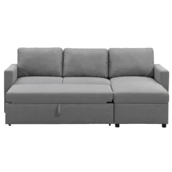 Leen Bakker Slaapbank Turijn met opbergruimte - grijs - 82x215x145 cm Best