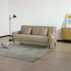 Giga Meubel Slaapbank 3-Zits - Taupe Stof - Zithoogte 47cm - 200x85x87cm - Torvi Hot