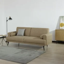 Giga Meubel Slaapbank 3-Zits - Taupe Stof - Zithoogte 47cm - 209x91x85cm - Jason Discount