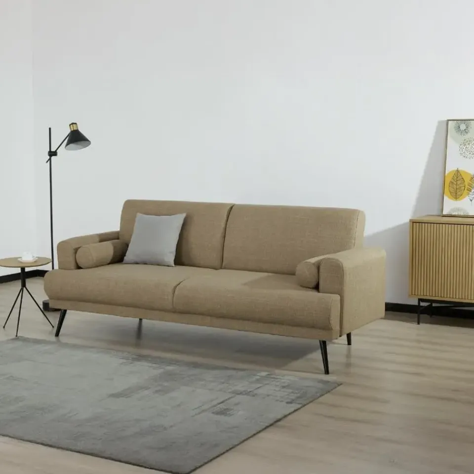 Giga Meubel Slaapbank 3-Zits - Taupe Stof - Zithoogte 47cm - 209x91x85cm - Jason Discount