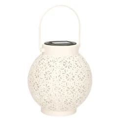 Anna's Collection Solar lantaarn - voor buiten - H16 cm - wit - metaal - tafellamp Outlet