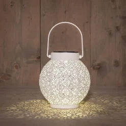 Anna's Collection Solar lantaarn - voor buiten - H16 cm - wit - metaal - tafellamp Outlet