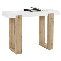 Loft24 Solid - Consoletafel in wit/eikenoptik