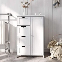 Songmics - Kast met 4 lades en deur - MDF - Wit Sale