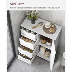 Songmics - Kast met 4 lades en deur - MDF - Wit Sale
