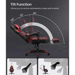 Songmics Ergonomische bureaustoel Zwart/Rood - 150 kg Online