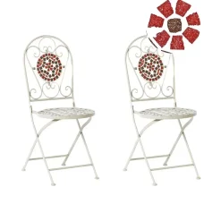 Beliani SPELLO - Tuinstoel set van 2 - Wit - Metaal Online