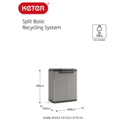 Keter Split basic - 68x39x85 cm - donker grijs/zwart Clearance