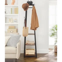 Merkloos Staande kapstok - industriële look - 8 haken - 45x181x45 cm - vintage bruin Online