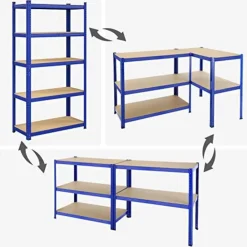 Songmics Stalen stellingkast met 5 etages, 875 KG, 40x90x180cm, blauw Discount