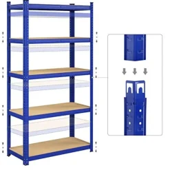 Songmics Stalen stellingkast met 5 etages, 875 KG, 40x90x180cm, blauw Discount