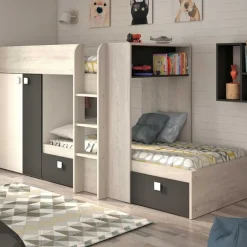 Trasman Stapelbed Beau (lattenbodem onderste bed niet inbegrepen) - grenen/grijs Clearance