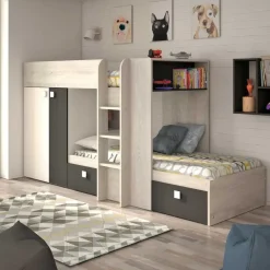 Trasman Stapelbed Beau (lattenbodem onderste bed niet inbegrepen) - grenen/grijs Clearance