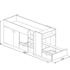 Trasman Stapelbed Beau (lattenbodem onderste bed niet inbegrepen) - grenen/grijs Clearance