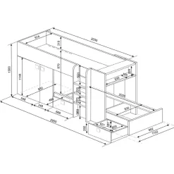 Trasman Stapelbed Beau (lattenbodem onderste bed niet inbegrepen) - grenen/grijs Clearance
