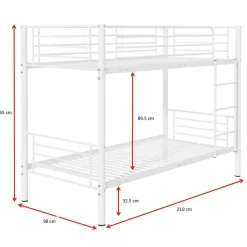 Emob Exclusive Stapelbed Dixie 90x200cm - metaal - mat wit New