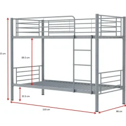 Emob Exclusive Stapelbed Dixie 90x200cm - metaal - mat grijs Discount