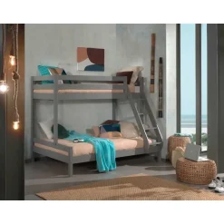 Vipack Stapelbed Triple 3-persoons hout - grijs Best