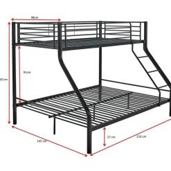 Emob Exclusive Stapelbed Trixie 90x200 & 140x200 - metaal - mat zwart Outlet
