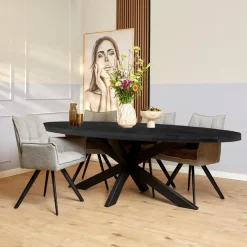 StarFurn - Ovale eettafel Denver - 210 cm - zwart Online