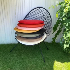 Stof Textile Home stoelkussens - antraciet - D40 x H3 cm New