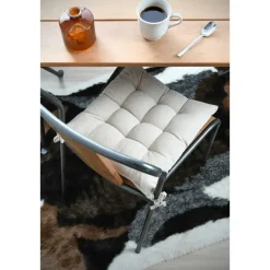 Stof Textile stoelkussen - creme beige - 38 x 38 x 5 cm Discount