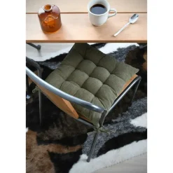 Stof Textile stoelkussen - olijfgroen - 38 x 38 x 5 cm Online