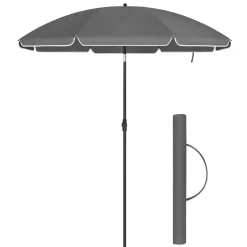 ACAZA Stokparasol - Strandparasol - Ø 200 cm - Kantelbaar - met Draagtas - Grijs Best