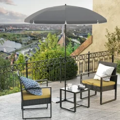 ACAZA Stokparasol - Strandparasol - Ø 200 cm - Kantelbaar - met Draagtas - Grijs Best