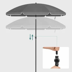 ACAZA Stokparasol - Strandparasol - Ø 200 cm - Kantelbaar - met Draagtas - Grijs Best