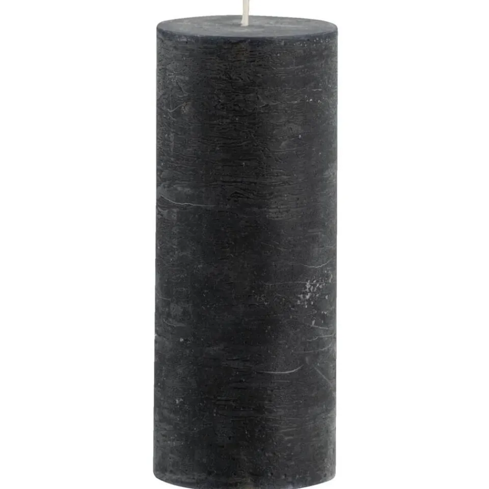 Leen Bakker Stompkaars rustiek - zwart - 17xØ7 cm Best
