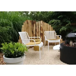Van der Garde Tuinmeubelen - Premium Stripe Loungestoel - Wit Sale