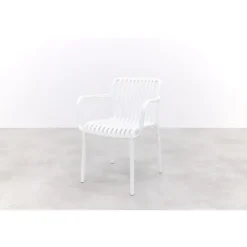 Van der Garde Tuinmeubelen - Premium Stripe stapelbare tuinstoel - Wit New