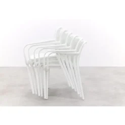 Van der Garde Tuinmeubelen - Premium Stripe stapelbare tuinstoel - Wit New