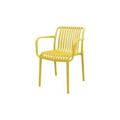 Van der Garde Tuinmeubelen - Premium Stripe stapelbare tuinstoel - Mosterdgeel New