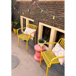 Van der Garde Tuinmeubelen - Premium Stripe stapelbare tuinstoel - Mosterdgeel New