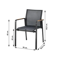 Hello Suns Suns Tutti stapelbare tuinstoel - Antraciet met teak armleuning Outlet
