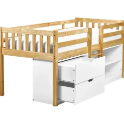 Beliani SUSVILLE - Kinderbed - Lichtbruin - 90 x 200 cm - Rubberhout Online