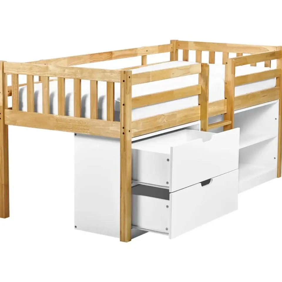 Beliani SUSVILLE - Kinderbed - Lichtbruin - 90 x 200 cm - Rubberhout Online