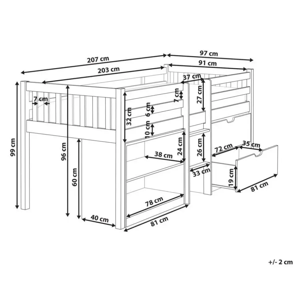 Beliani SUSVILLE - Kinderbed - Lichtbruin - 90 x 200 cm - Rubberhout Online