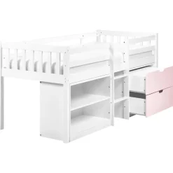 Beliani SUSVILLE - Kinderbed - Wit/Roze - 90 x 200 cm - Rubberhout Best
