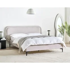 Beliani SUZETTE - Tweepersoonsbed - Lichtgrijs - 140 x 200 cm - Polyester Discount