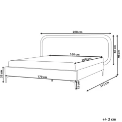 Beliani SUZETTE - Tweepersoonsbed - Lichtgrijs - 160 x 200 cm - Polyester