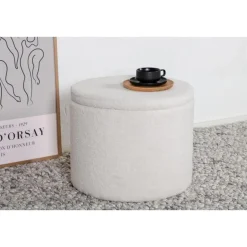 Svea - Blaze poef - teddy - wit